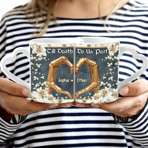 Till Death Do Us Part - Personalized Skull Matching Heart Handle Mug