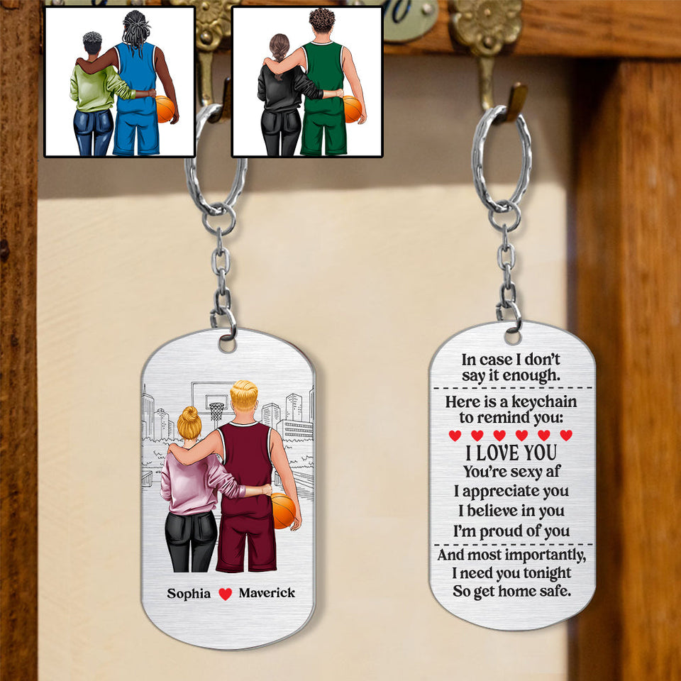 Go Home Safe - Personalized Basketball Stainless Steel Keychain