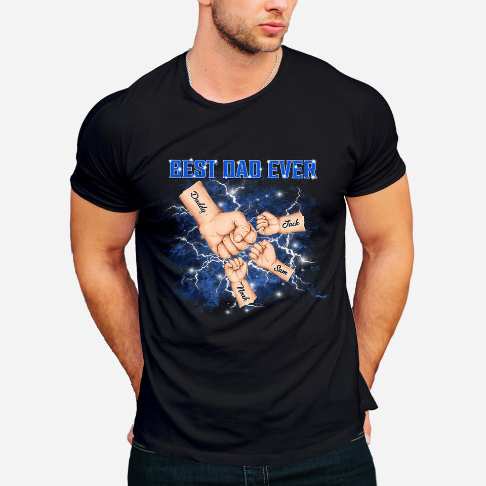 Bootleg Father & Kids Fist Bump - Personalized Father T-shirt And Hoodie