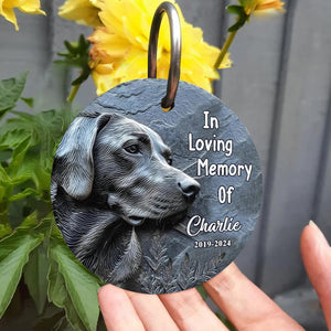 In Our Loving Memory - Personalized Dog Round Hanging Garden Slate