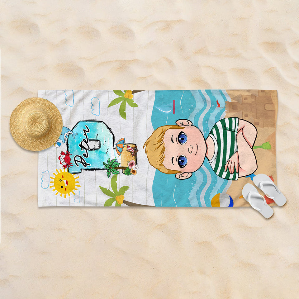 Kid On The Beach - Personalized Kid Beach Towel