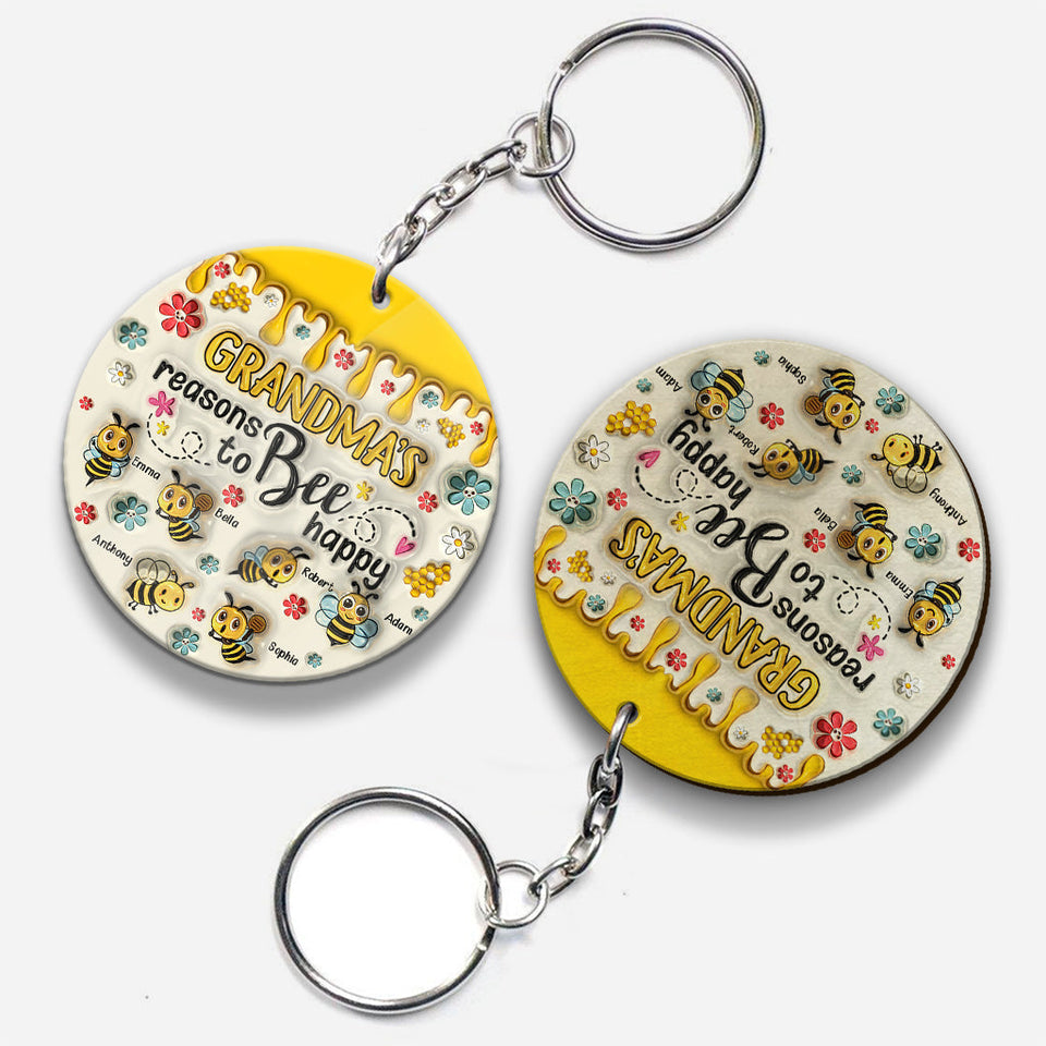 Grandma's Reasons To Bee Happy - Personalized Grandma Keychain