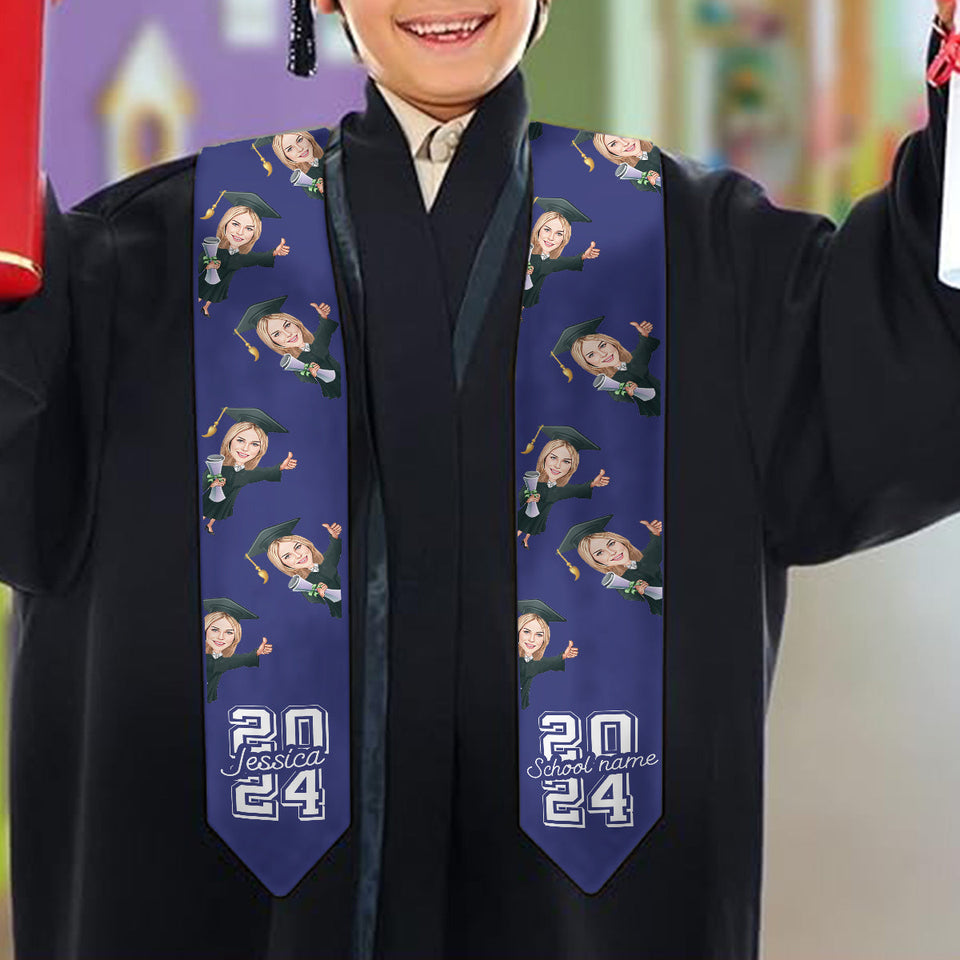 Caricature Funny Character - Personalized Graduation Graduation Stole