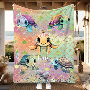 Cute Turtles - Personalized Turtle Blanket