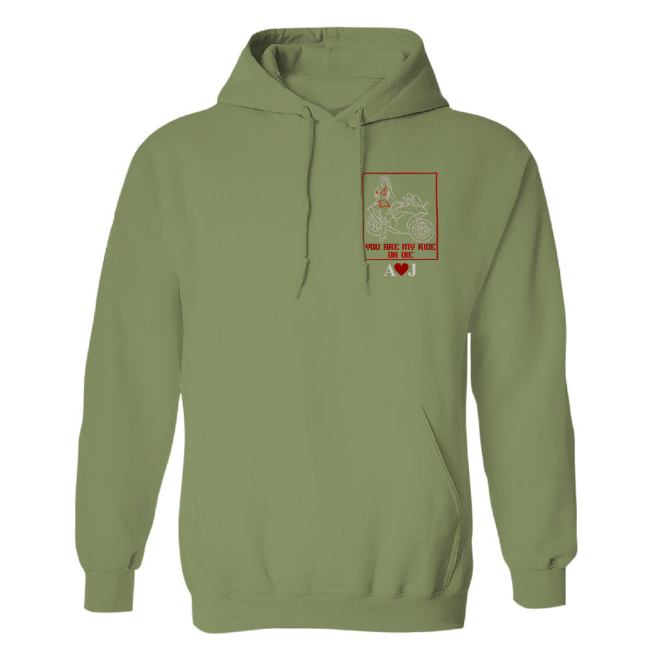 Ride Or Die - Personalized Biker Embroidered Hoodie