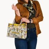 Grandma's Reasons To Bee Happy - Personalized Grandma Leather Handbag