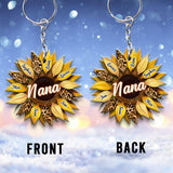Nana Mom Auntie Family Sunflower - Personalized Grandma Keychain
