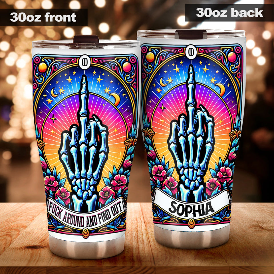 The Zero Of Fcks Funny Tarot Card - Personalized Skull Tumbler