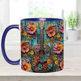 Vintage Hippie Guitar - Personalized Hippie Accent Mug