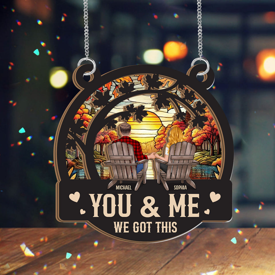 We Got This Autumn Fall For You - Personalized Couple 2 Layered Window Hanging Suncatcher
