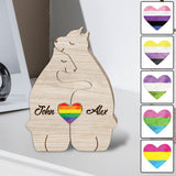 Love Wins Hugging Bears Custom Prid Flag - Personalized LGBT Support Shaped Wooden Puzzle