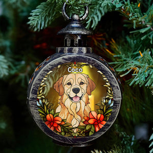 Pet Custom Stainglass - Personalized Dog Round Lantern With Light
