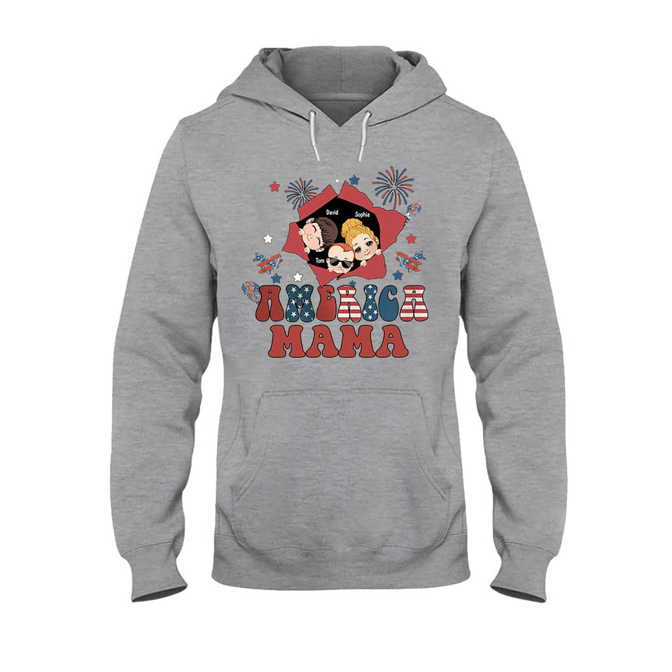 American Mama Any Title Vintage Retro Style - Personalized Mother T-shirt And Hoodie