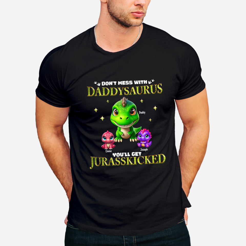 Daddysaurus Grandpasaurus 3D Dinosaurs - Personalized Father T-shirt And Hoodie