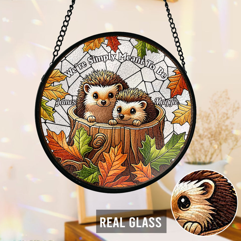 We're Simply Meant To Be - Personalized Couple Stained Glass Suncatcher