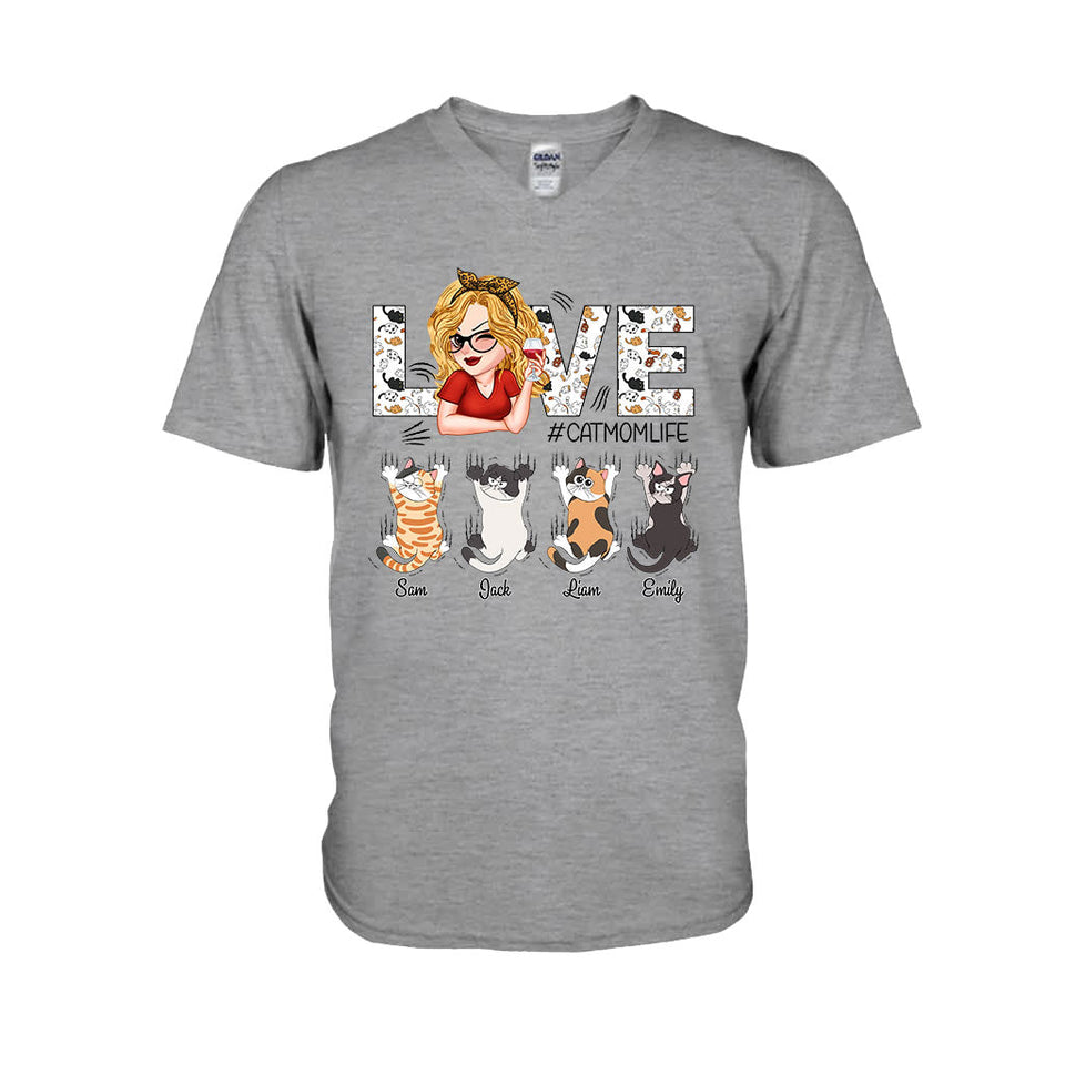 Love Cat Mom Life - Personalized Cat T-shirt And Hoodie