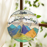 The Mountains Are Calling And I Must Go - Personalized Hiking Window Hanging Suncatcher Ornament