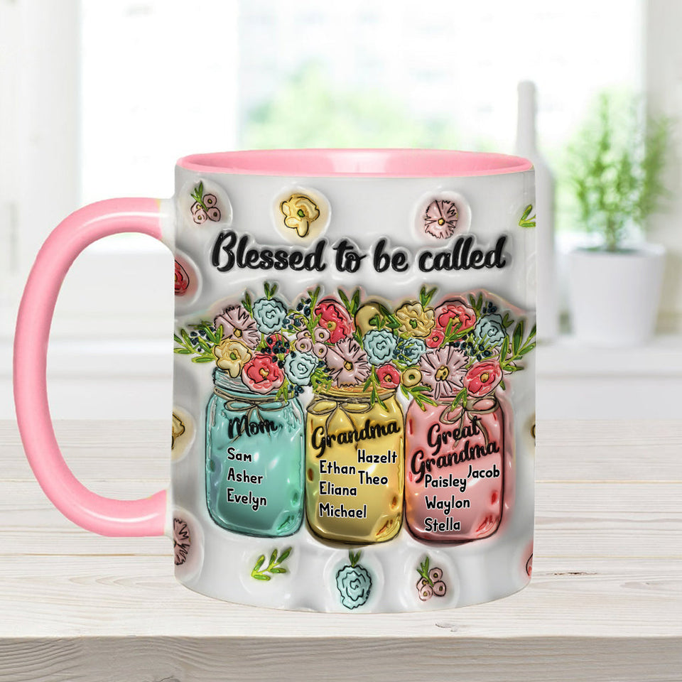 Blessed To Be Called - Personalized Grandma Accent Mug