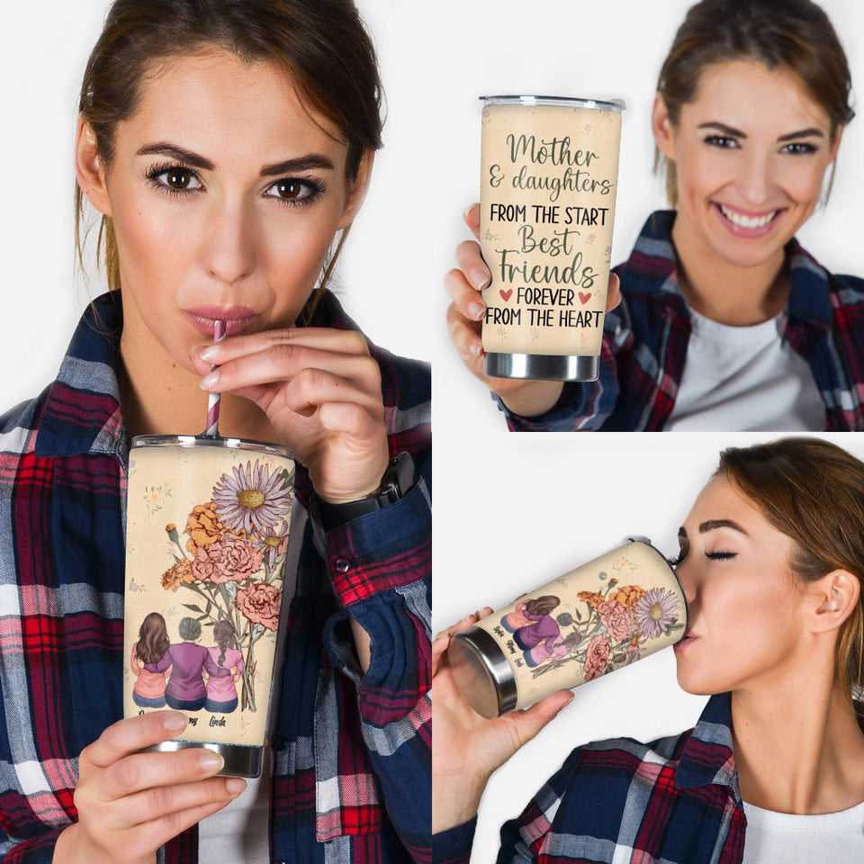 Mother And Children Birth Flowers - Personalized Mother Tumbler