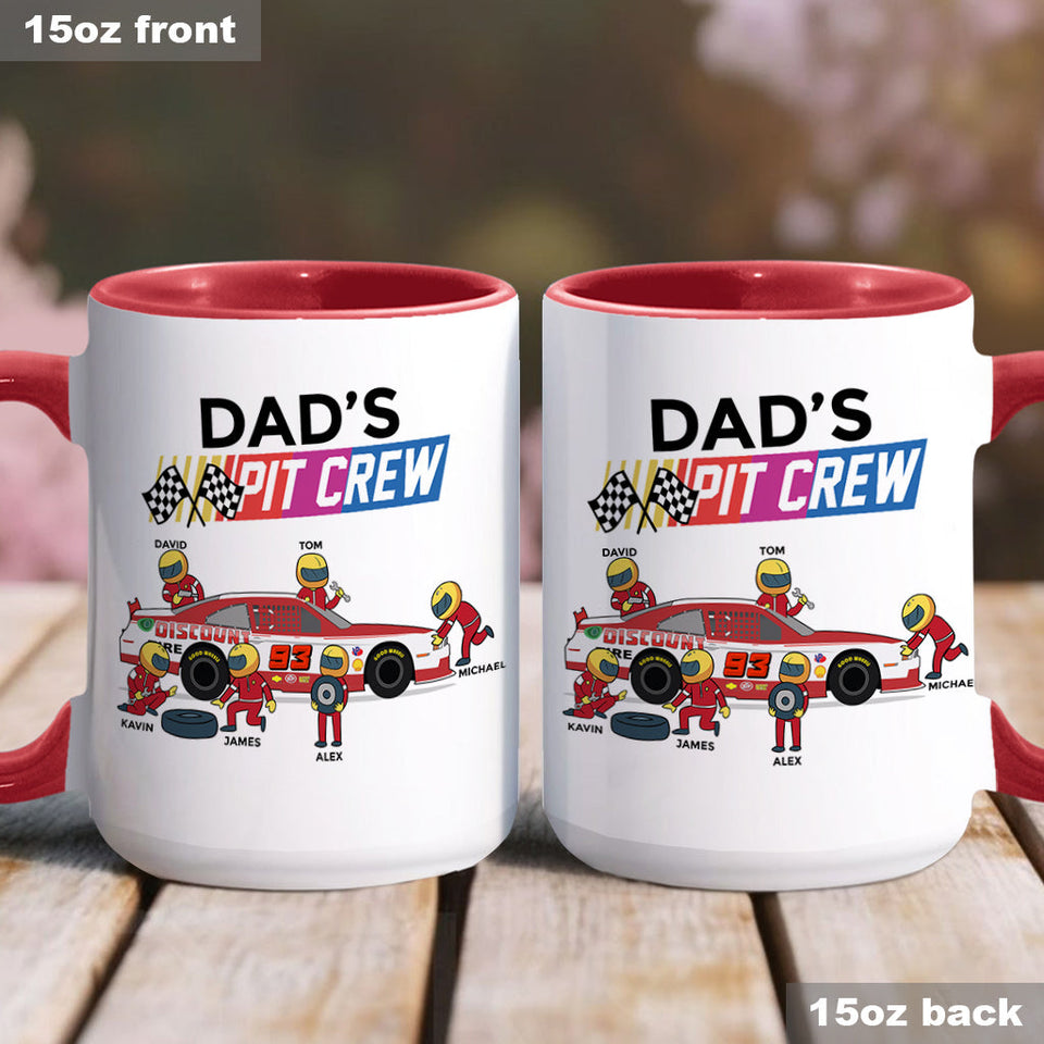 Dad's Pit Crew - Personalized Racing Accent Mug