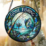 Gone Fishing - Personalized Fishing Stained Glass Suncatcher