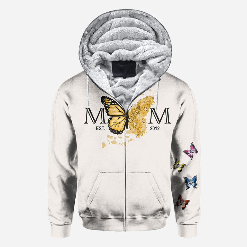 Mom Est. Any Year Botanical Butterfly - Personalized Mother All Over Shirt