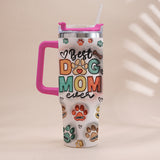 Best Pet Mom/ Pet Dad Ever Inflated Paws - Personalized Dog Tumbler With Handle