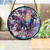 Nana Beautiful Butterfly Any Title - Personalized Grandma Stained Glass Suncatcher