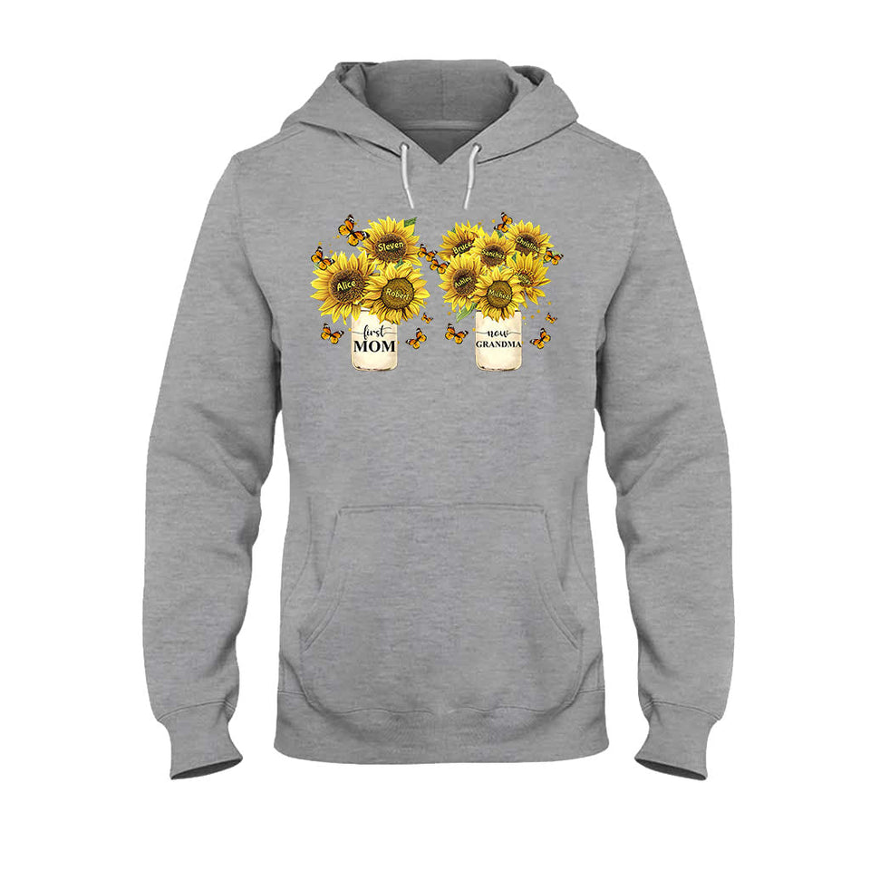 First Mom Now Grandma - Personalized Grandma T-shirt And Hoodie