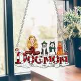 Dog Mom Christmas - Personalized Dog Window Hanging Suncatcher Ornament