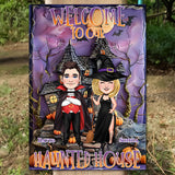 Welcome To Our Haunted House - Personalized Witch Rectangle Metal Sign