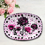Mother Grandma And Children Black And Pink Roses - Personalized Grandma Plate