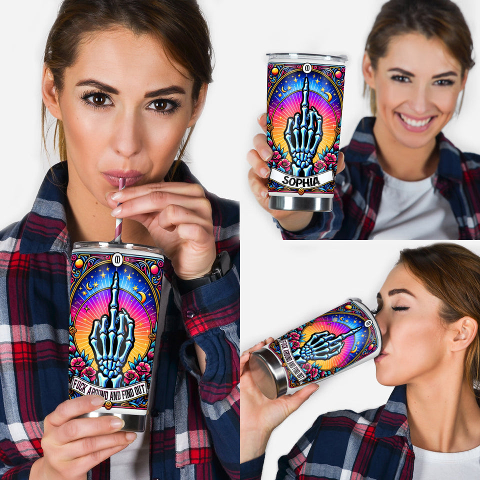 The Zero Of Fcks Funny Tarot Card - Personalized Skull Tumbler