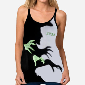 Halloween Witch Shadow - Personalized Witch Cross Tank Top