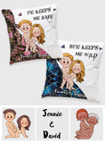 She Keeps Me Wild - Personalized Hunting Throw Pillow