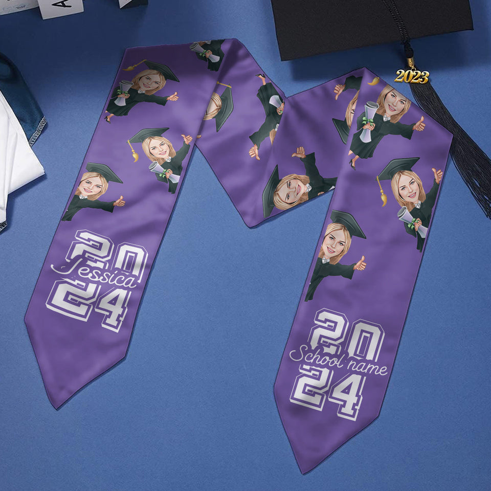 Caricature Funny Character - Personalized Graduation Graduation Stole