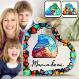 Mama Bear Colorful Stained Glass - Personalized Mother Custom Shaped Acrylic Plaque