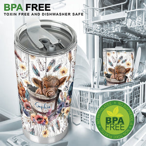 Baby Highland Cow In a Bucket - Personalized Tumbler