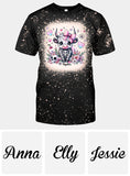 Cute Spooky Halloween Highland Cow - Personalized Bleached T-Shirt