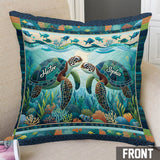 You & Me And The Sea - Personalized Turtle Throw Pillow