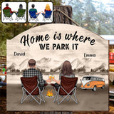 Home Is Where We Park It - Personalized Camping Custom Shaped Wood Sign