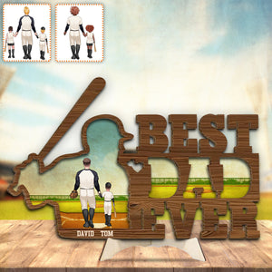Best Dad Ever Baseball Dad - Personalized Baseball 2 Layered Wood Sign / Wood Plaque