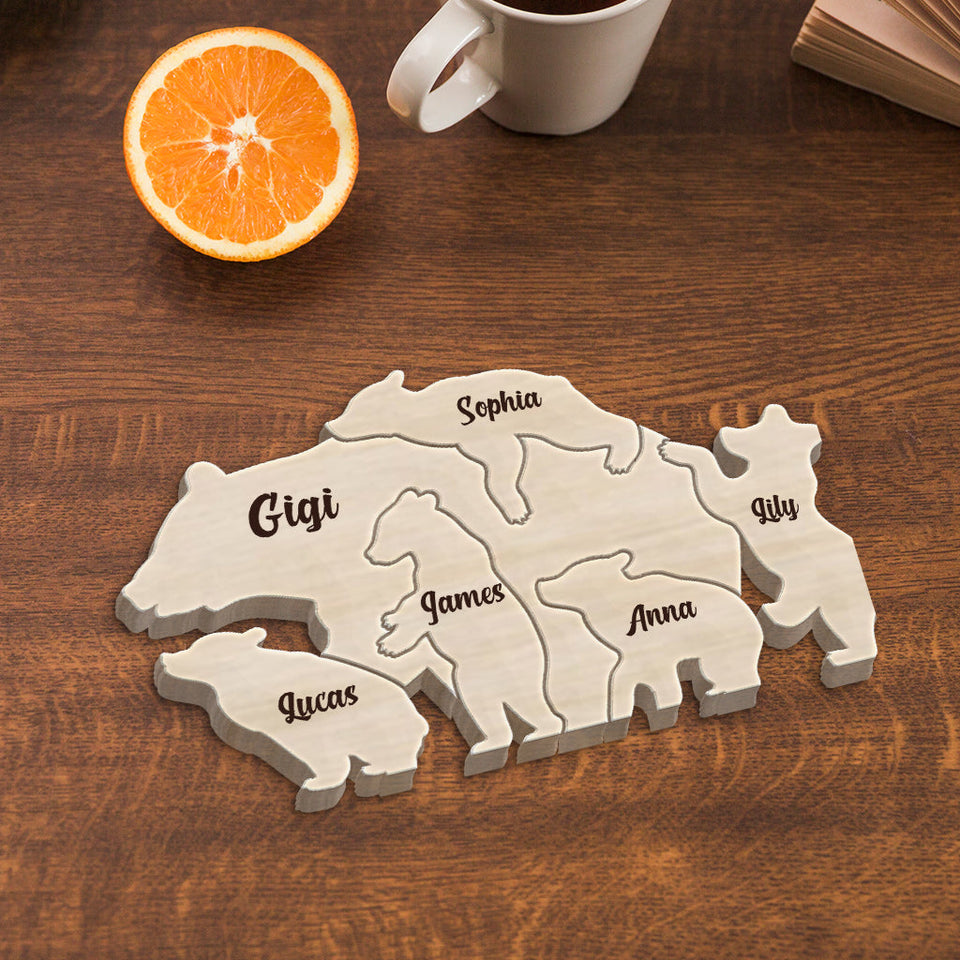 Mama Bear - Personalized Mother Shaped Wooden Puzzle
