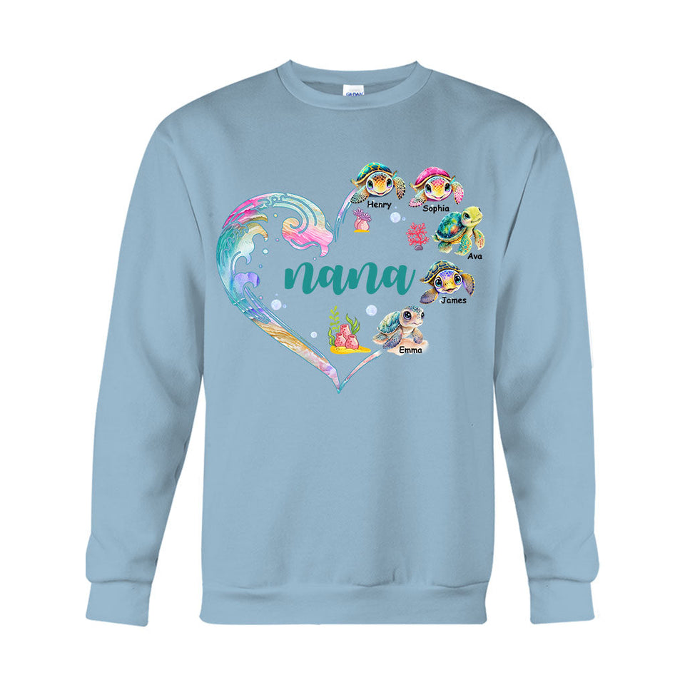 Nana's Little Turtle - Personalized Grandma T-shirt And Hoodie