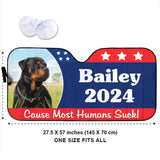 Most Human Suck! Vote For Pets - Personalized Dog Car Sunshade