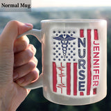 Nurse Patriotic 4th July - Personalized Nurse Mug