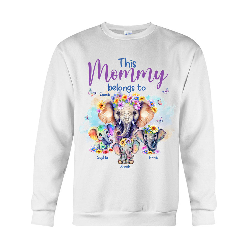 Elephants This Mommy Belongs To - Personalized Mother T-shirt And Hoodie