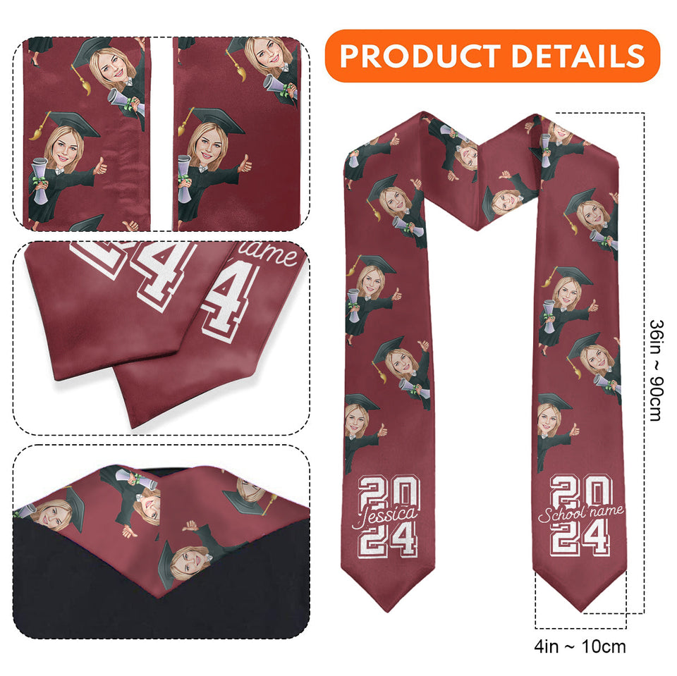 Caricature Funny Character - Personalized Graduation Graduation Stole