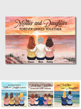 Mother & Daughters Forever Linked Together - Personalized Mother Canvas And Poster