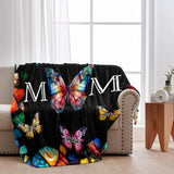 Mom Stained Glass Colorful Butterfly - Personalized Mother Blanket